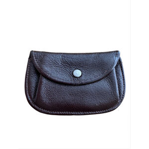 Minimalist Brown Pebbled Leather EDC Coin Purse Snap Pouch Heritage Utility 2x3